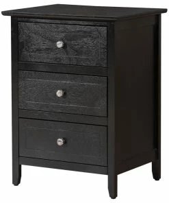 Glory Furniture Drake 3-Drawer Nightstand, Black