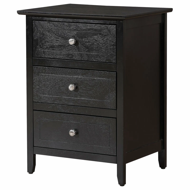 Glory Furniture Drake 3-Drawer Nightstand, Black 1 Glory Furniture Drake 3-Drawer Nightstand, Black