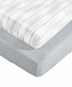 Lush Decor Baby Jungle Adventure Geo Micro Mink Fitted Crib Sheet Gray 2Pk 28x52x9