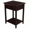 Stony Edge Night Stand With Drawer And USB Port, Espresso, 17"
