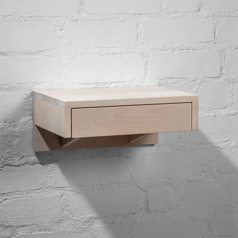 Woodek Design Bo Floating Nightstand With Drawer, Bedside Table, Beach Style Nightstand, White 3 Woodek Design Bo Floating Nightstand With Drawer, Bedside Table, Beach Style Nightstand, White - Image 3