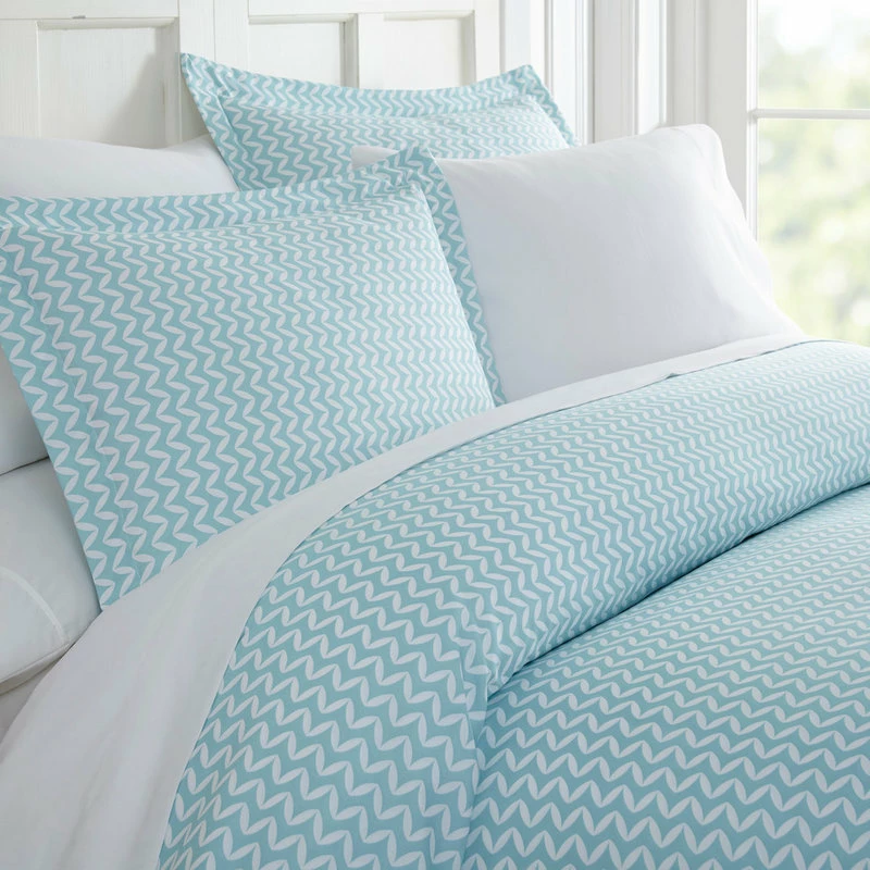 Ienjoy Home Becky Cameron 3-Piece Puffed Chevron Print Duvet Cover Set, Light Blue, Californ 3 Ienjoy Home Becky Cameron 3-Piece Puffed Chevron Print Duvet Cover Set, Light Blue, Californ - Image 3