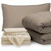 Bare Home 5-Piece Twin Bed-in-a-Bag, Taupe, Sand