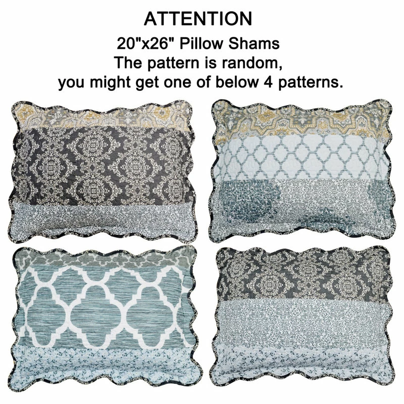 BNF Home Serenta Floral Medalion 9-Piece Bed Spread Set, Gray, King, 122"x106" 6 BNF Home Serenta Floral Medalion 9-Piece Bed Spread Set, Gray, King, 122"x106" - Image 6