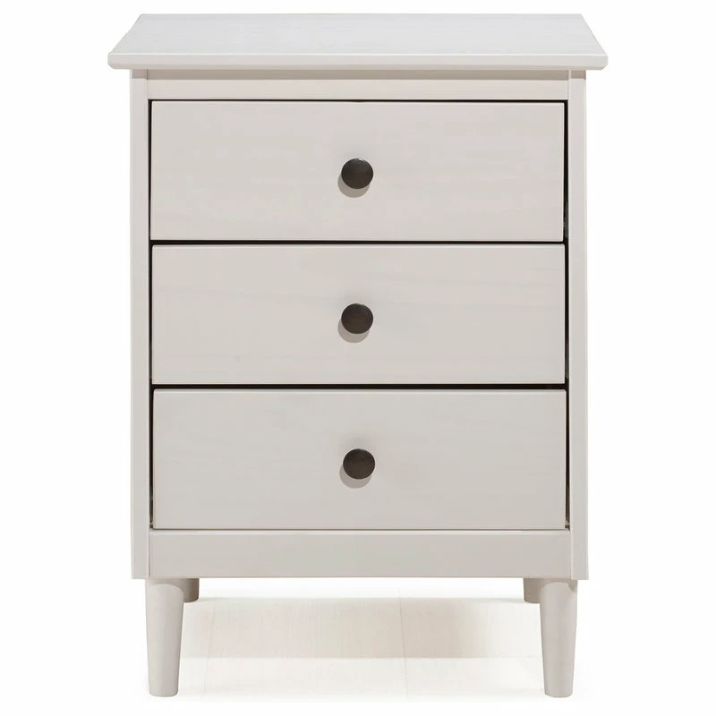 Walker Edison Classic Midcentury Modern 3-Drawer Solid Wood Nightstand, White 3 Walker Edison Classic Midcentury Modern 3-Drawer Solid Wood Nightstand, White - Image 3