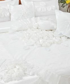 Tache Home Fashion 6-Piece White Sweet Victorian Satin Comforter Bedding Set, Queen 15 Tache Home Fashion 6-Piece White Sweet Victorian Satin Comforter Bedding Set, Queen -Bare Sales Store e6e1e7de00abd6f9 1677 w800 h800 b0 p0