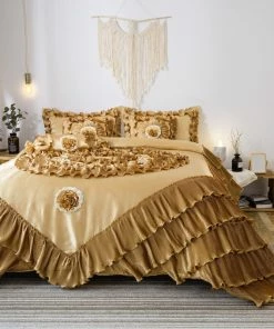 Tache Home Fashion 6-Piece Caramel Latte Ruffle Comforter Quilt Set, King -Bare Sales Store e7c1bfa80b9149fd 4741 w800 h800 b0 p0