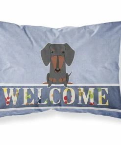 The-store Dachshund Black Tan Welcome Fabric Standard Pillowcase