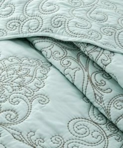 BNF Home Damask Embroidered Quilted 4 Piece Bed Spread Sets, Light Blue, Queen -Bare Sales Store e8811ef60219790b 7434 w800 h800 b0 p0