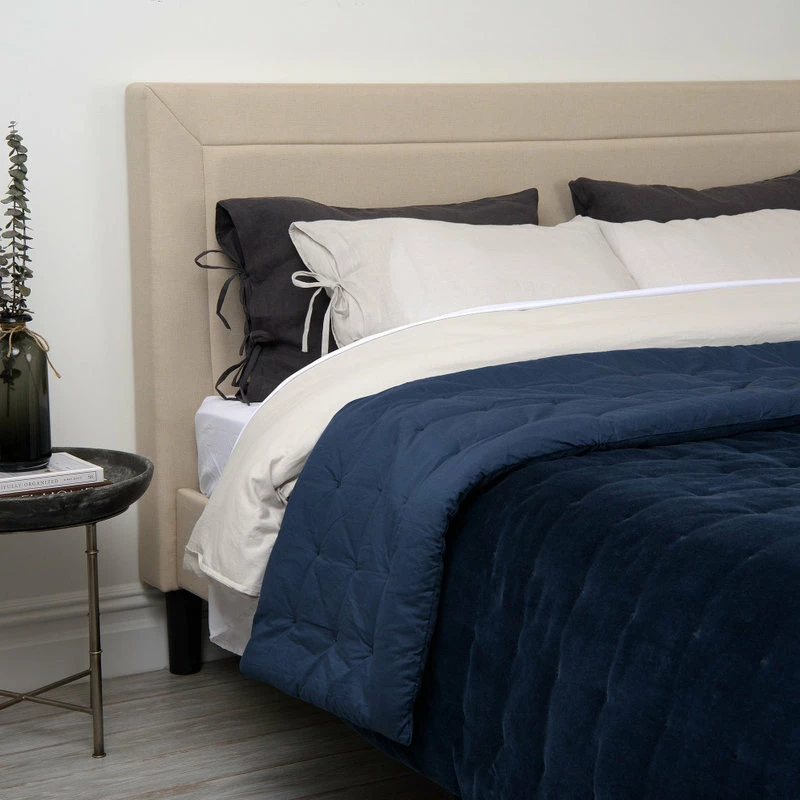 Best Home Fashion Velvet And Cotton Tufted Quilt, Navy, Queen 4 Best Home Fashion Velvet And Cotton Tufted Quilt, Navy, Queen - Image 4