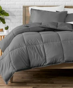 Bare Home Down Alternative Comforter Set, Gray, Twin/Twin Xl