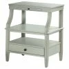 Comfort Pointe Newton Antique White Storage Nightstand, Grey