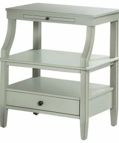 Comfort Pointe Newton Antique White Storage Nightstand, Grey