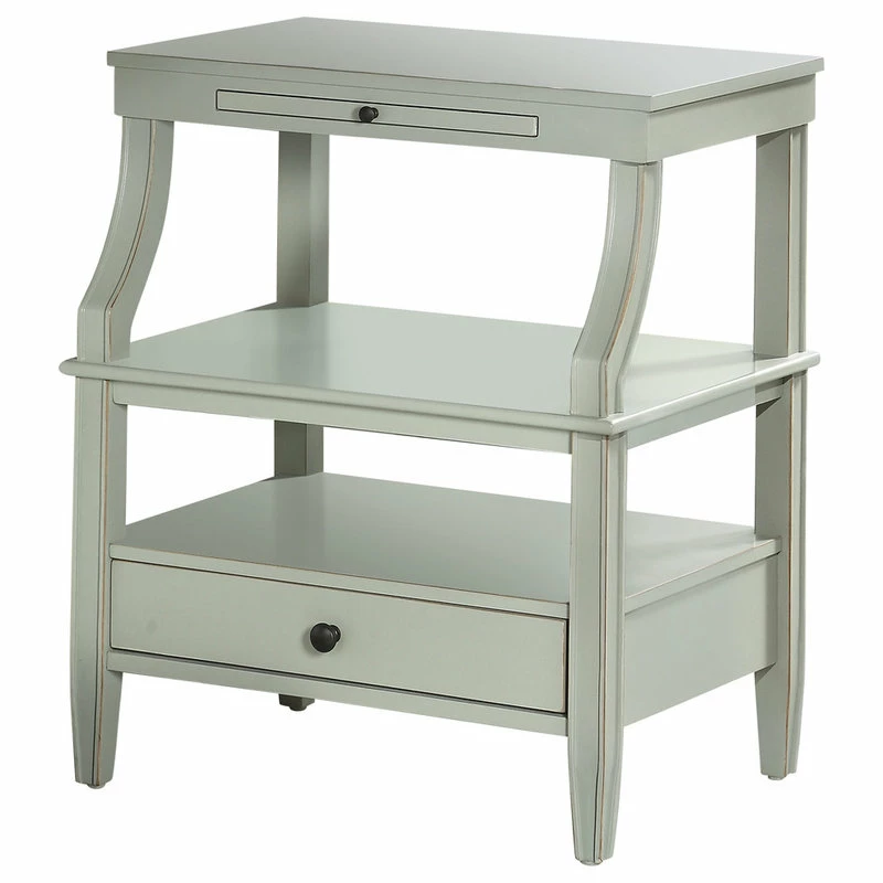 Comfort Pointe Newton Antique White Storage Nightstand, Grey 1 Comfort Pointe Newton Antique White Storage Nightstand, Grey