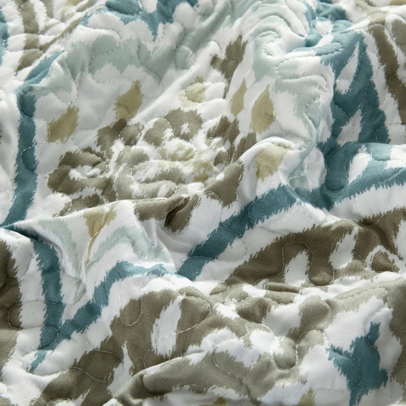 BNF Home Tivoli Ikat Quilted 5 Piece Bed Spread Set, Teal Aqua, Floor Touching King 9 BNF Home Tivoli Ikat Quilted 5 Piece Bed Spread Set, Teal Aqua, Floor Touching King - Image 9