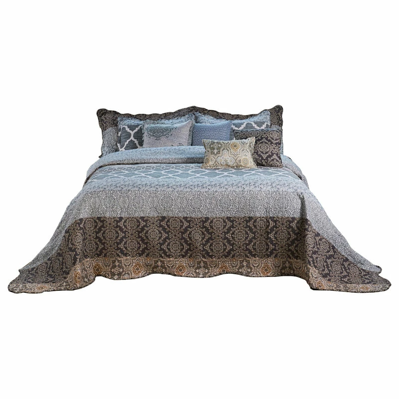 BNF Home Serenta Floral Medalion 9-Piece Bed Spread Set, Gray, King, 122"x106" 10 BNF Home Serenta Floral Medalion 9-Piece Bed Spread Set, Gray, King, 122"x106" - Image 10