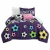 Lush Décor Girls Soccer Kick Quilt Set, Purple, Twin, 4 Piece