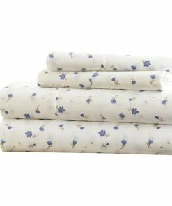 Ienjoy Home Becky Cameron Floral Pattern 4 Piece Bed Sheet Set, Light Blue, Queen