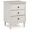 Walker Edison Classic Midcentury Modern 3-Drawer Solid Wood Nightstand, White