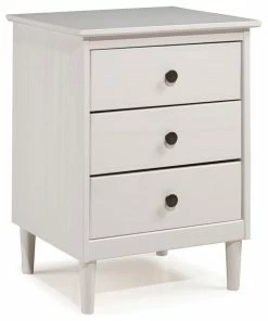 Walker Edison Classic Midcentury Modern 3-Drawer Solid Wood Nightstand, White