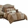 Nanshing America Damask Liberty 9-Piece Comforter Set, Gold, King