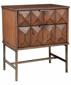 Origins By Alpine Trig Wood 2 Drawer Nightstand In Antique Brown