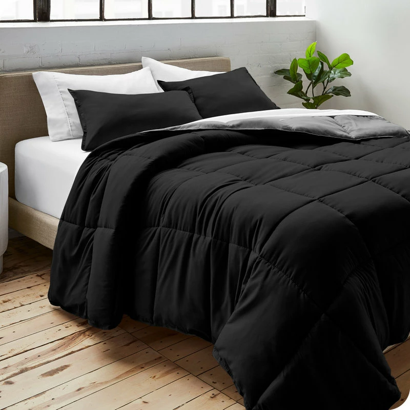 Bare Home Reversible Down Alternative Comforter, Black / Gray, King/Cal King 2 Bare Home Reversible Down Alternative Comforter, Black / Gray, King/Cal King - Image 2