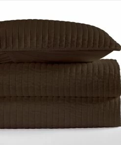 HiEnd Accents Satin Channel Quilt Set, 3 Piece, Brown, King -Bare Sales Store f8314ba602a7690d 9042 w800 h800 b0 p0
