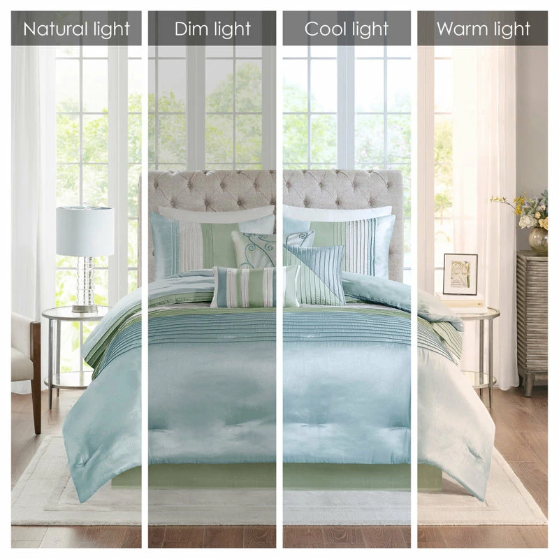 Olliix Madison Park Polyoni-Pieced And Pleated 7-Piece Comforter Set, Queen 13 Olliix Madison Park Polyoni-Pieced And Pleated 7-Piece Comforter Set, Queen - Image 13