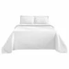 Blue Nile Mills Jacquard Matelassé Cotton Basketweave 3-Piece Bedspread Set, White, King
