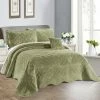 BNF Home Supersoft Microplush Quilted 4-Piece Bed Spread Set, Sage, King