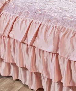 BNF Home Matte Satin Ruffle 4 Piece Bed Spread Set, Pink, Queen -Bare Sales Store fd312e8c02fa0fa6 5575 w800 h800 b0 p0