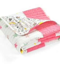 Lush Decor Baby Unicorn Heart Rainbow Organic Cotton Quilt Multi Single 36x50
