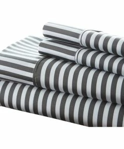 Ienjoy Home Home Collection Premium 4-Piece Ribbon Printed Bed Sheet Set, Queen, Gray