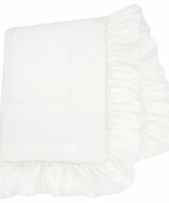 Lambs & Ivy Signature White Cotton Sateen Ruffle Baby/Toddler Quilt