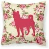 The-store Basenji Shabby Chic Yellow Roses Fabric Decorative Pillow