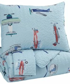 Ashley Furniture Industries Ashley Furniture McAllen 3 Piece Sporting Full Quilt Set In Blue