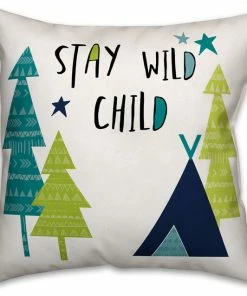 DDCG Stay Wild Child Cool Tones Design 16x16 Spun Poly Pillow