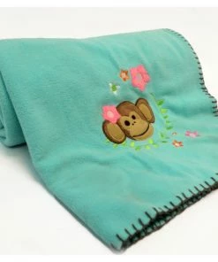 Superior Kids Fleece Throw Blanket, Embroidered Monkey Madness, 50" X 60"