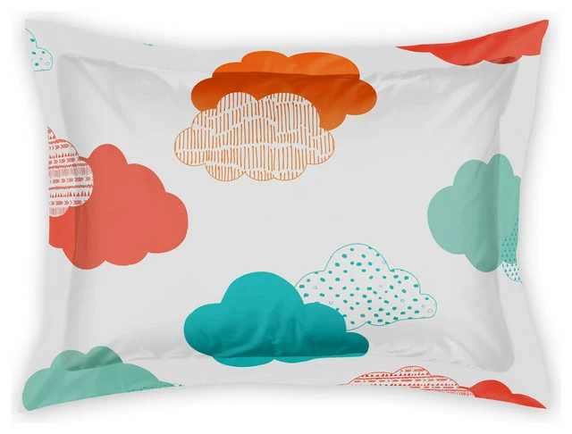DDCG Bright Clouds Standard Brushed Poly Sham 1 DDCG Bright Clouds Standard Brushed Poly Sham