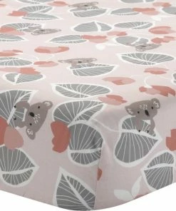 Lambs & Ivy Calypso Cotton Fitted Crib Sheet - Pink, Gray, White, Animals