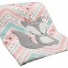 Lambs & Ivy Little Spirit Coral/White/Blue Chevron Fox Luxury Baby Blanket