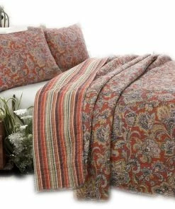 Cozy Line Home Fashions Lara Paisley Reversible 100%Cotton 3-Piece Quilt Set, Full/Queen Set