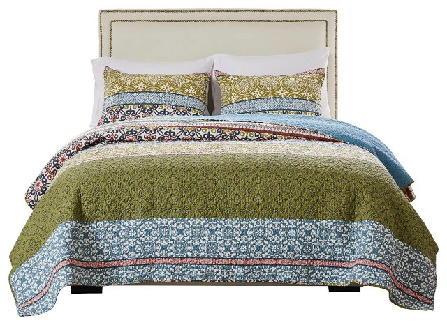 Greenland Home Fashions Greenland Shangri-La Full/Queen Quilt Set, 3-Piece, Twin 1 Greenland Home Fashions Greenland Shangri-La Full/Queen Quilt Set, 3-Piece, Twin