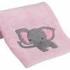 Lambs & Ivy Bedtime Originals Twinkle Toes Soft Pink Coral Fleece Elephant Baby Blanket