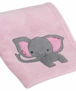 Lambs & Ivy Bedtime Originals Twinkle Toes Soft Pink Coral Fleece Elephant Baby Blanket