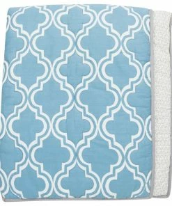 Lambs & Ivy Ryan Reversible Coverlet Quilt - Blue, Modern