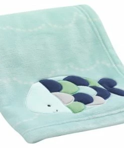 Lambs & Ivy Oceania Blue Nautical Fish Luxury Coral Fleece Baby Blanket