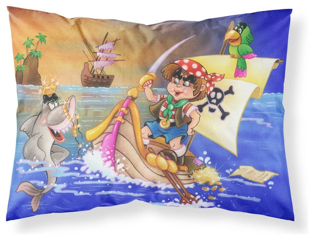 The-store Boy Playing Piriate With Dolphin Fabric Standard Pillowcase 1 The-store Boy Playing Piriate With Dolphin Fabric Standard Pillowcase