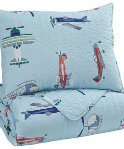 Ashley Furniture Industries Ashley Furniture McAllen 2 Piece Sporting Twin Quilt Set In Blue